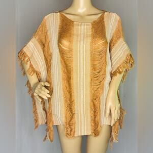 Boutique: New Golden Mexican Bohemian Tulum Top Shredded Organic Coverup Beach